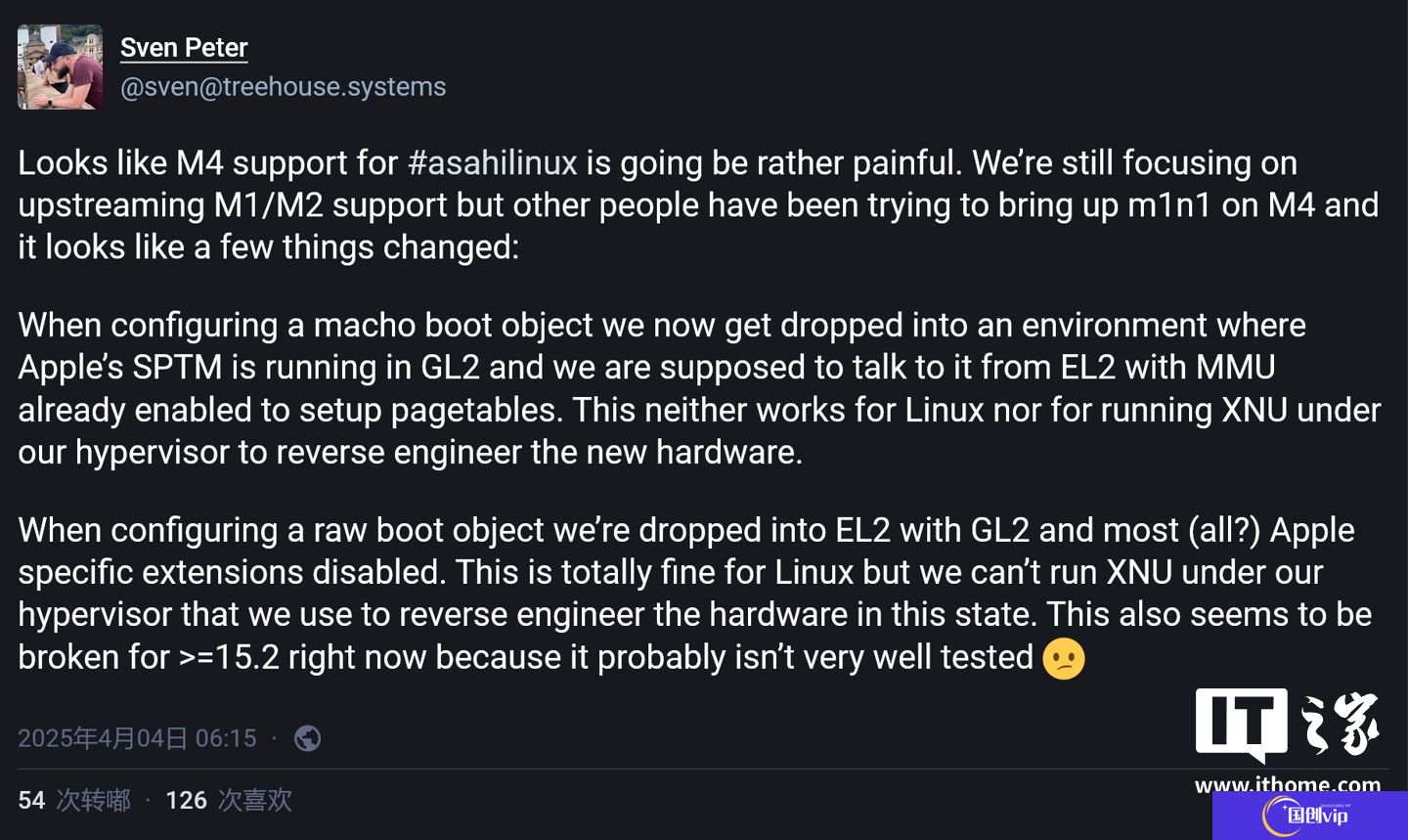 Asahi Linux 项目遇阻：M4 Mac 支持进展缓慢