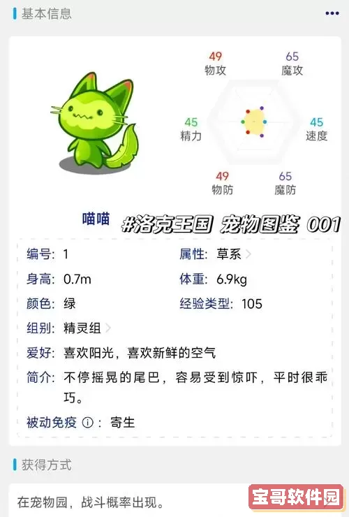 洛克王国喵喵宠物编号大全及特点解析