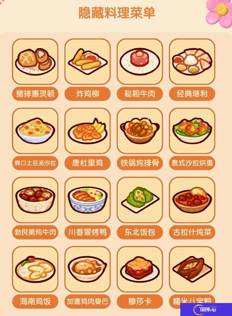我的休闲时光隐藏料理菜单大全